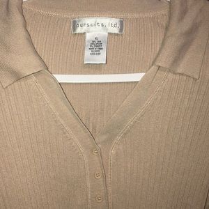 Pursuits Ltd Women’s Tan Collar Sweater Top